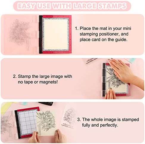 5 PCS Low Stick Mat Sticky Non-Slip Flexible Gridded Stamp Mats, 2 Standard and 3 Mini with 1 Plastic Blending Buddy Sheets Set Multi-Use Low Tack Mat,Stamp Adhesived Sheet Scrapbooking Craft Tool