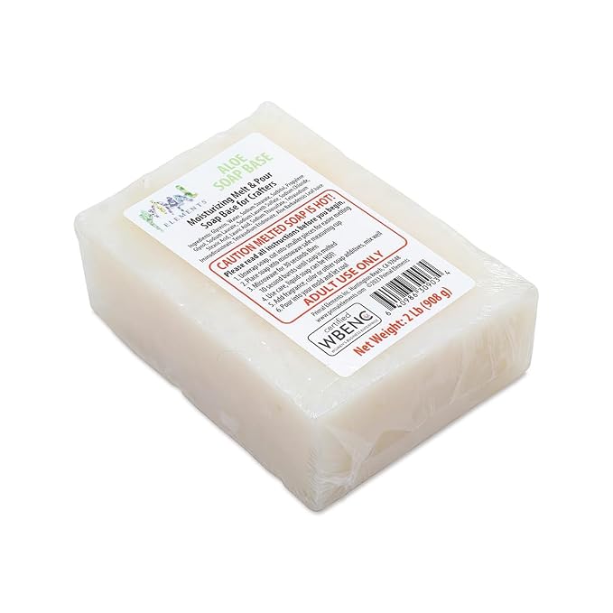 Primal Elements Aloe Soap Base - Moisturizing Melt and Pour Glycerin Soap Base for Crafting and Soap Making, Easy to Cut - 2 Pound