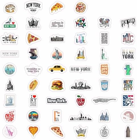 100Pcs New York Stickers for Water Bottle and Laptop - New York Party Supplies & Decorations, Waterproof Vinyl Decals, City and Landmark Stickers, Gifts for Women & Men