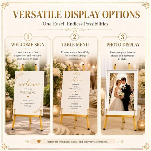 Tudomro 4 Pcs 13.3 Inch Tabletop Gold Easel Stand for Sign Picture