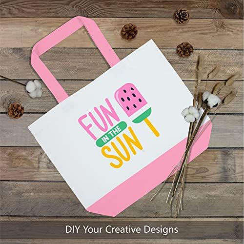 TOPDesign 1-Pack Super Strong Large 12oz Cotton Canvas Tote Bag, Reusable Grocery Shopping Cloth Bag, Fashionable Two-Tone Tote for Crafts, DIY Your Creative Designs