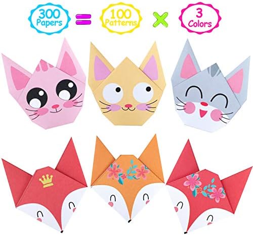 Origami Paper for Kids, 300 Sheets Colorful Origami Paper Kit 5.5Inch, 100 Origami Projects & Easy Origami Book Origami Kit for Kids, Creativity Training & Brain Development Origami Set for Kids