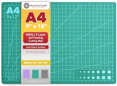 Mandala Crafts Self-Healing Green 9" x 12" A4 Cutting Mat for Sewing