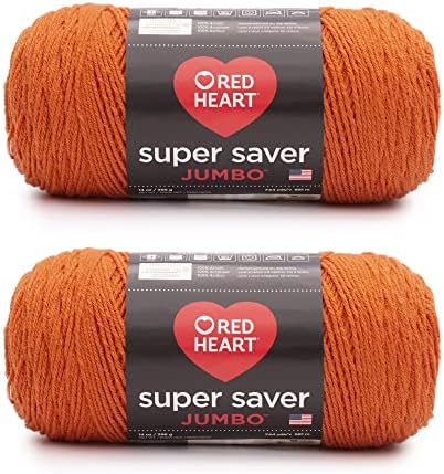 Red Heart Super Saver Jumbo Yarn for Crocheting, Carrot, 2-Pack