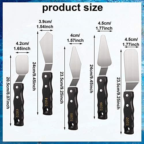 Honoson 5 Pcs Large Palette Knife Set, Stainless Steel Wood Handle