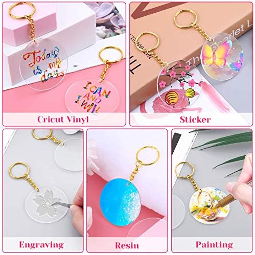 Audab Acrylic Keychain Blanks (108 pcs) - Including Acrylic Ornament Blanks, Gold Key Chain Rings and Jump Rings for DIY Projects