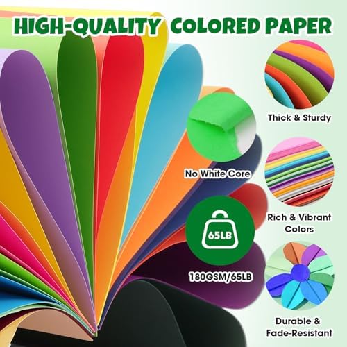 TUXIYA 300 Sheets 5" X 7" Colored Cardstock, 50 Colors Card Stock | 50 Assorted Colors Construction Paper Printer Paper for Printing, Card Making, DIY Crafts, School Supplies,Party 180GSM/65LB