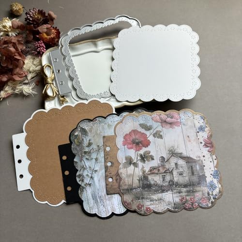 LZBRDY Vintage Charm Lace Frame Die-Cut - Carbon Steel Crafting Dies for Scrapbooking, Card Making, Greeting Cards and Journaling Supplies (Square Lace Loose Leaf 5.2 x 4.8 in)