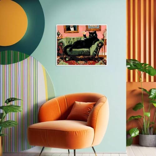 bleihum Black Cat Paint by Numbers Kit on Canvas for Adults 16x20inch