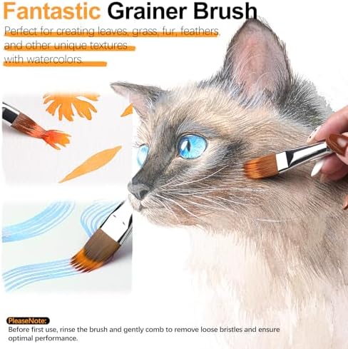 5Pcs Dual-Layer Grainer Paint Brush Set – Fuumuui Texture Comb/Filbert Brushes for Grass, Fur, Trees, Landscape – Synthetic Bristles for Watercolor, Acrylic, Painting Artist Tool