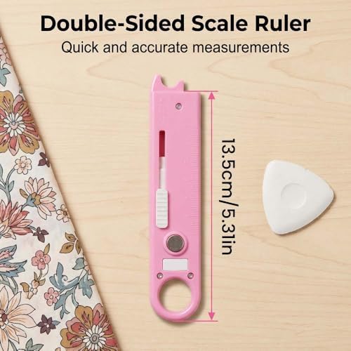 Sewing Machine Needle Threader, Multitool with Built-in Ruler and Magnifier, 4 in 1 Automatic Quick Threading Tool, Magnetic Seam Guide, Quilting Sewing Supplies (3Pcs)