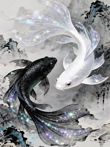 Xylogist Koi Fish Diamond Art Kits for Adults, 5D Diamond Painting Fish
