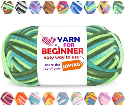 50g Rainbow Beginner Crochet Yarn for Crocheting and Knitting Multicolor Cotton Crochet Yarn for Beginners Blend Easy Yarn for Beginners(Green Tone)