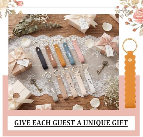 Scalloped PU Leather Keychain Blanks Laser Engraving