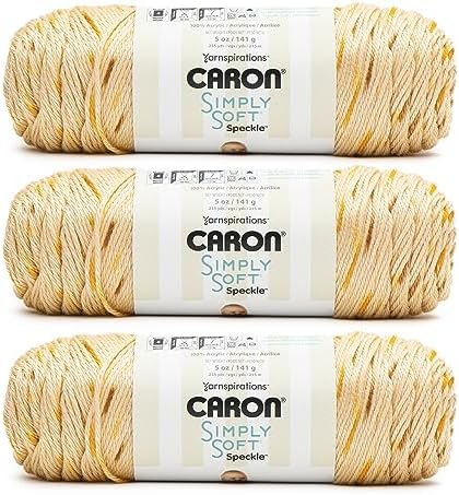 Caron Simply Soft Speckle Acrylic Yarn for Crocheting, Honeycomb, 3-Pack