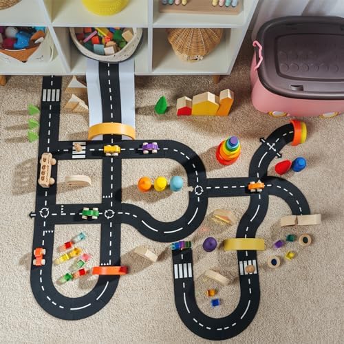 PATIKIL 264ft Car Track Tape Traffic Washi Tape Highway Train for DIY Craft Art Journal Scrapbook Planner Style 4, Black