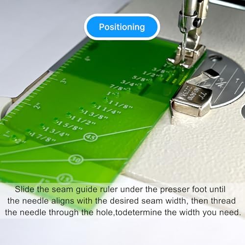 Magnetic Seam Guide for Sewing Machine with Piercing Seam Guide Ruler,Seam Gauge Ruler,Universal Sewing Machine Quilting Accessories for Hemming,Mitered Corners,Green