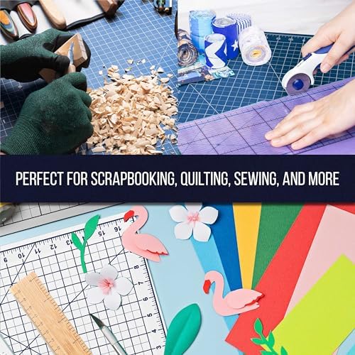U.S. Art Supply 12"x18" Self-Healing Cutting Mat 5-Ply (2 Pack) White/Blue