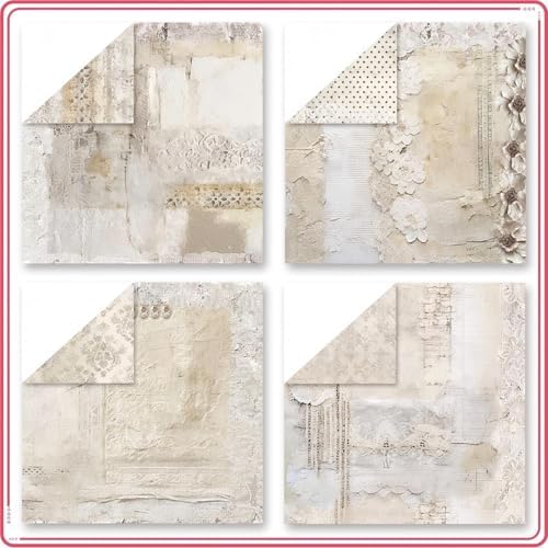 Vintage Scrapbook Paper 12 ×12 - 24Sheets Double-Sided Pattern Decorative Paper | Scrapbook Supplies & Card Making Supplies for DIY Crafts Art Journaling Photo Album Decor (Beige)