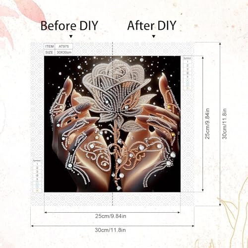 AiYuanzsh 5D Special Shaped Diamond Painting Kit - The Rose in Hand Design, Unique Crystal Rhinestone Diamond Art Set for Beginners and Adults, Perfect for Home Wall Decor and Holiday Gifts