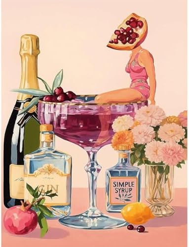 Cocktail Diamond Art Kits for Adults, Diamond Painting Kits for Beginner