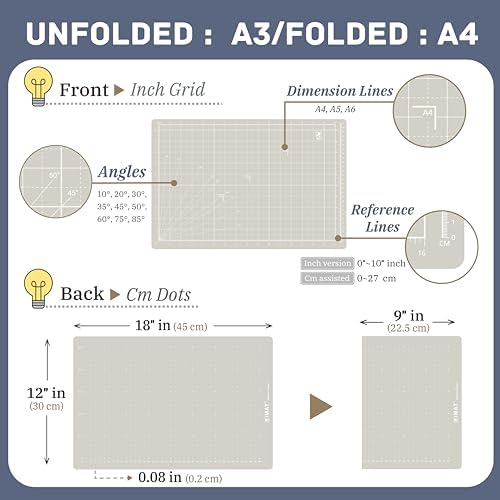 iMAT Flip Cutting Mat Note A3 Foldable Double-Sided Origami White