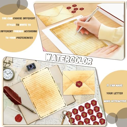 TaoBary 160 Pcs Vintage Stationery Paper and Envelopes Set, 5.5 x 8.25''