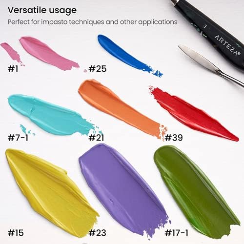 Arteza Palette Knives 8-Pack, Sizes No. 1, 25, 7, 15, 39, 23, 17, 21, Durable Stainless Steel Blade & Break-Resistant Wooden Handle, Art Supplies for Oil & Acrylic Painting