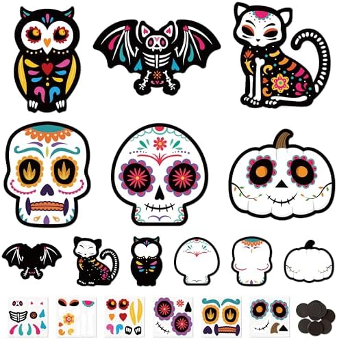 Haooryx Day of The Dead Sugar Skull DIY Magnet Stickers Paper Craft Kit
