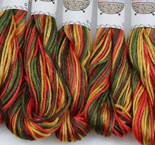 KCS Big skeins of 25 Meters Size 25 Color Variegated Cross Stitch Stranded Threads,6 skeins,4511