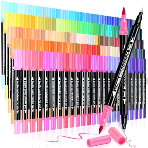 120 Colors Dual Markers Brush Pens, Art Markers Colored Pens for Adult Coloring Books, Brush and Fine Point Dual Tip Artist Colored Marker Set