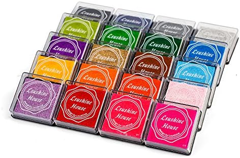 Lsushine Craft Ink Pads, 20 Colors Rainbow Finger Ink Pads for DIY Stamping