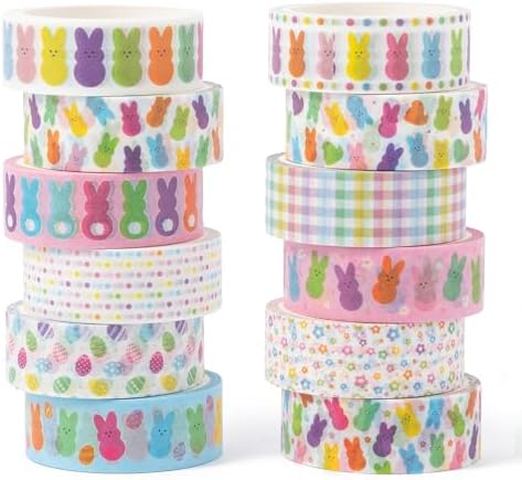 12 Pcs Cute Bunny Washi Tape Strong Adhesion for Cards DIY Crafts