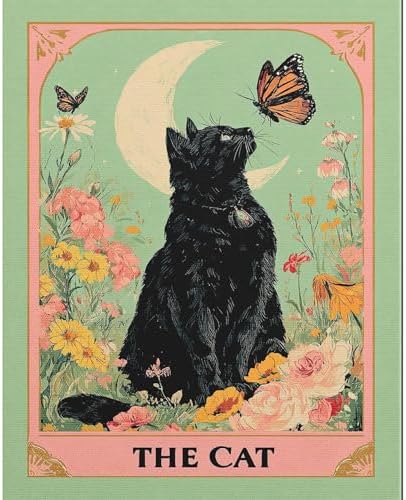 Black Cat Paint by Numbers for Adults - Cat Paint by Number on Canvas