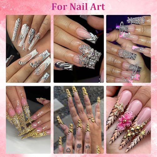 Flatback Nail Pearls Half Round Silver and Gold Nail Charms for Nails