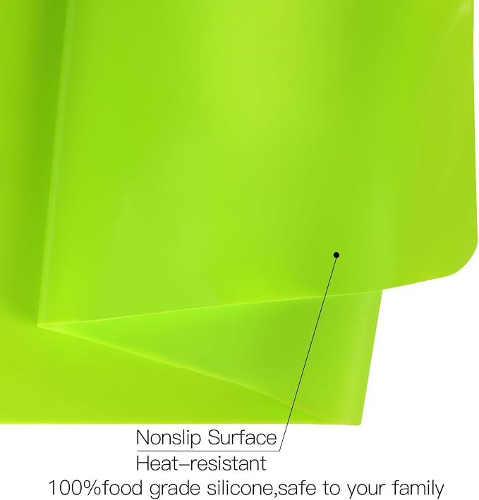 Extra Large Silicone Mat, Kitchen Counter Mat Placemats for Kids Silicone Mats for Countertop, Nonstick Silicone Table Mat for Baking Pastry Crafts Heat-Resistant Silicone Pad, 27.6'' x 15.7'', Green