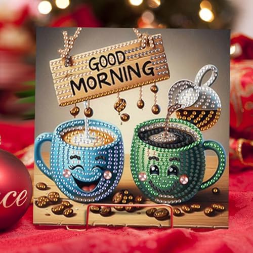 Diamond Art Cards with Envelopes–6PCS DIY Diamond Painting Greeting Cards Kit | Card Making Kit with Bling for Adults & Beginners | Birthday,Holiday & Thank You Cards (Afternoon Tea)