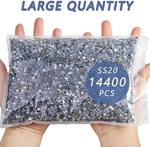 Beadsland Hotfix Rhinestones Bulk, Crystal, SS20, 14400pcs