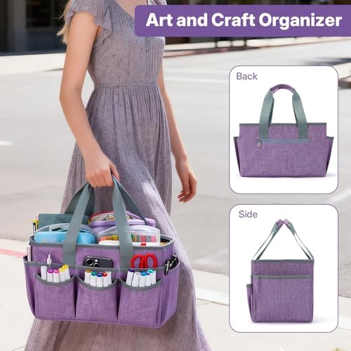 Craft Organizer Tote Bag, Art Storage Caddy with Multiple Pockets