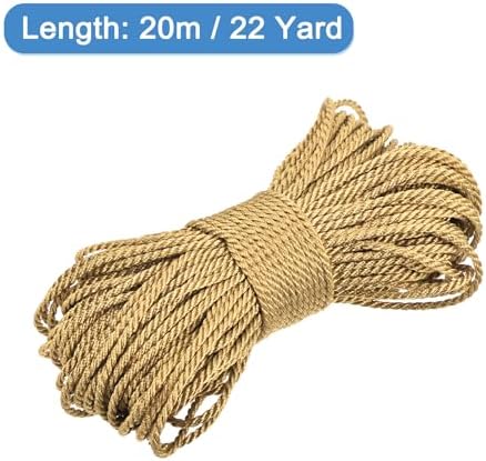 MECCANIXITY Twisted Cord Trim, 22 Yard 1.5mm 3-Ply Twine Braided Rope Shiny Thread String for Craft Gift Bag Curtain Christmas Decor, Deep Gold - 20m