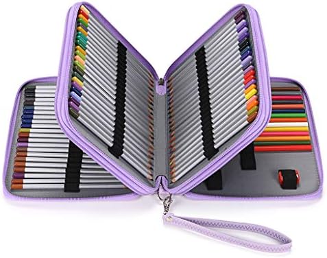 BTSKY Deluxe PU Leather Pencil Case For Colored Pencils - 120 Slot, Purple