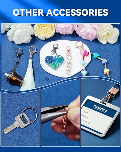 325PCS FIVEIZERO Keychain Making Kit - Black Keychain Clips with Key Rings