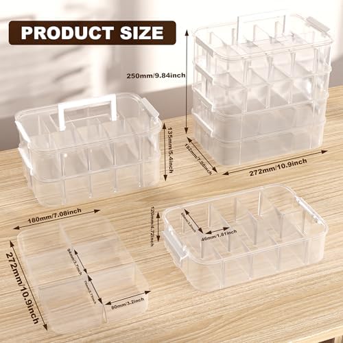Heavy Duty Craft Storage Box with Handle with 20 compartments and 2 Trays