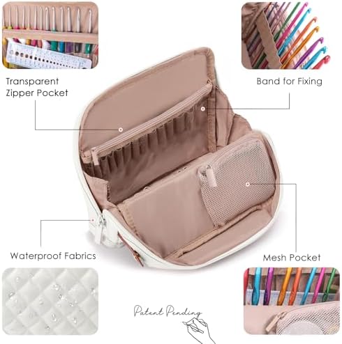 82Pcs Crochet Hook Set with Storage Case - Stand Up Crochet Hook Case with 20 Size Crochet Hooks & needles, Crochet Accessories - Crochet Needles Set for Crochet Lovers, Crochet Kit for Beginners