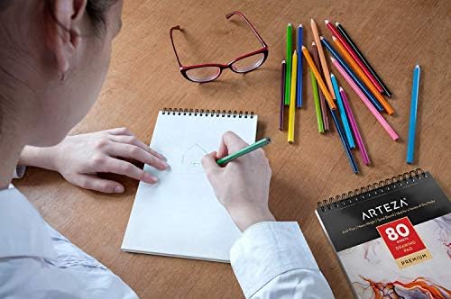 ARTEZA Drawing Paper Pad, 9 x 12 Inches, Pack of 1, 80 Sheets, Spiral Bound Artist Drawing Books, Durable Acid Free White Sketch Paper