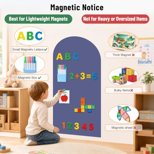Arch Magnetic Wall Decal 39.3x17.5 Inch Magnetic Chalk Board Sticker Magnet Chalkboard for Wall Peel and Stick Self Adhesive Blackboard Multifunctional for Playroom Home Office