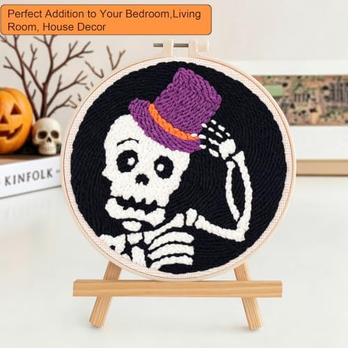 Halloween Punch Needle Kit Beginners Skeleton Stitching Kit for Craft Lover