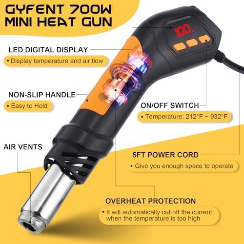 Mini Heat Gun Kit Hot Air Soldering Rework Station, 700W 100°C~500°C