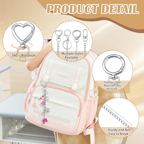 Riwiuue 40 Pcs Keychain Making Kit, Silver Key Chain Making Supplies