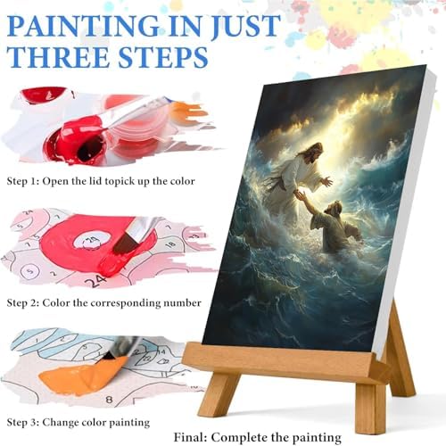 Jesus Paint by Numbers Kit for Adults Framed Canvas 12X16 in, Frameworkless